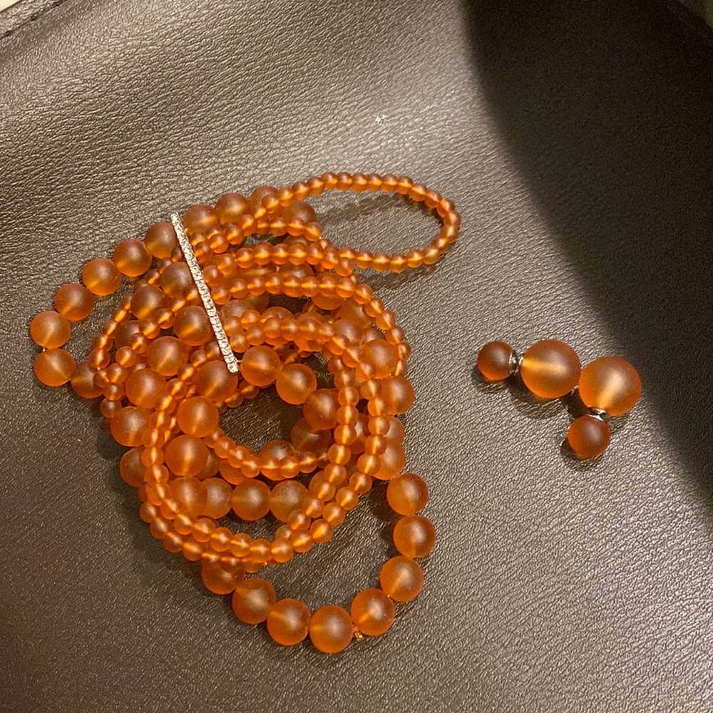 Sassy Jones “Dina” Bracelet & Earrings (Orange)